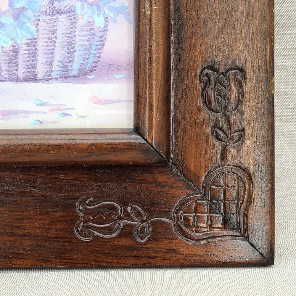 Beautiful Vintage Carved Wooden Picture Frame, Raised Bevel Molding 8" X 10" - Picture 3 of 11